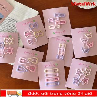 METALWRK 4 Cái / bộ Kẹp Tóc, Kẹp Tóc Nhiều Màu Sắc Dễ Thương, Mũ Hình Học Ngọt Barrettes Phụ Kiện Tóc