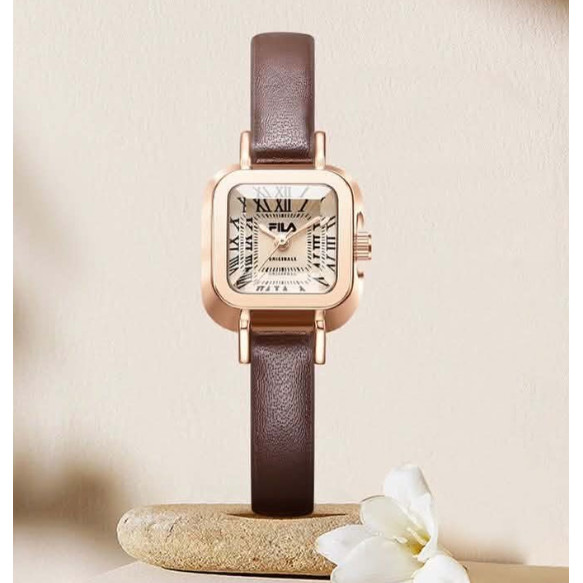 ĐỒNG HỒ FILA DÂY NÂU MẢNH MẶT VUÔNG KÍNH VIỀN ROSE FLL38-6571-101V