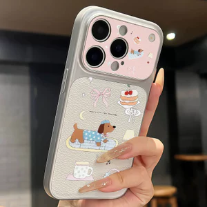 Ốp lưng iPhone Mạ họa tiết da cún con thông thường iPhone 17 16 15 14 13 12 11 Pro Max Plus Max