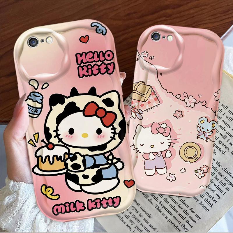 Thích Hợp Cho iPhone 6 6S 6 Plus 6S Plus 7 8 Plus SE 2020 3D TPU Mềm Hoạt Hình Kitty Nữ Vỏ Điện Thoại Chống Sốc