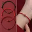 Vòng tay đính cườm sen Phật giáo Tây Tạng Handmade bện có thể điều chỉnh Luy Red Thread Charm Vòng tay dành cho nữ Trang sức cặp đôi [Mina]