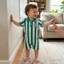 Bé Trai Áo Liền Quần Bóng Đá Sọc Bóng Đá In Tay Ngắn Nửa Nút Cổ Jumpsuit