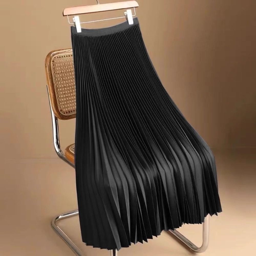 Váy dài FEDAOG Satin, Váy chữ A co giãn Satin mượt mà, Váy lưng cao màu trơn thời trang dành cho nữ