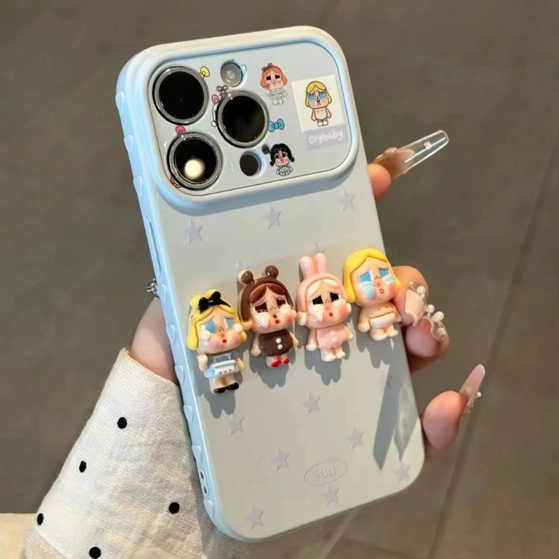 Vỏ điện thoại iPhone búp bê khóc ba chiều dễ thương Vỏ cao su mềm iPhone - 7/8/11/12/13/14/15/16/17/Plus/Air/Pro/Max