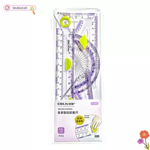 BEABOUT 4 Bộ Thước, Nhựa Mềm Silicon Thẳng Thước, Chống Trượt Vẽ Dụng Cụ Đo Tam Giác Thước Học Sinh