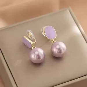 Hàn Quốc Tính Khí Phù Hợp Với Bông Tai Ngọc Trai Tím Người Nổi Tiếng Khay Chống Muỗi Kẹp Tai Không Xuyên 26.5.22