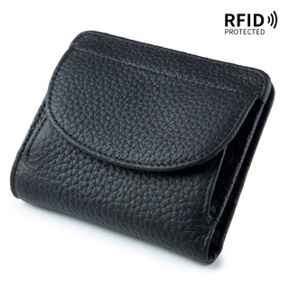 Ví da bò Mini dành cho nữ Ví đựng tiền xu gấp siêu mỏng RFID đơn giản
