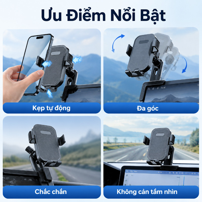 Giá Đỡ Điện Thoại Ô Tô Chống Rung - Trọng Lực Thông Minh, Tương Thích Cảm Ứng, Cho Xe Điện & Xe Hiện Đại