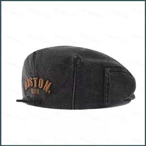 SQ Trẻ Em Denim Flat Cap Với BOSTON Thêu Dây Đeo Có Thể Điều Chỉnh Bốn Màu Mũ Thường Ngày Cho Trẻ Em