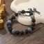 Vòng tay chơi phong cách Trung Quốc mới, Vòng tay đá Zen họa tiết xám hạt, Vòng tay có thể điều chỉnh độc đáo