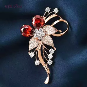 AqToCna Tính Khí Sang Trọng Zircon Hoa Thổ Cẩm Dành Cho Nữ Cô Gái Thời Trang Đa Năng Sáng Bóng Corsage Quần Áo Cưới Phụ Kiện Quà Tặng AqToCna