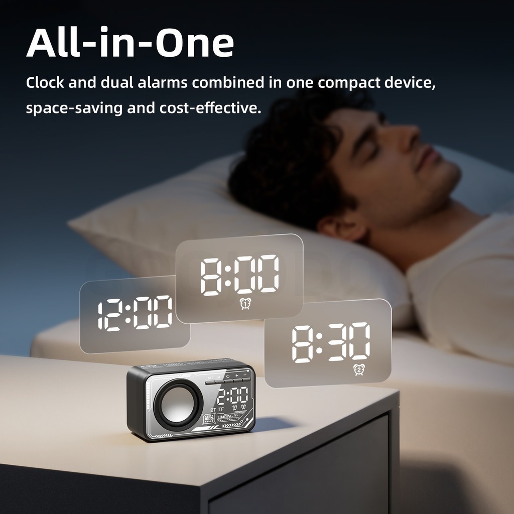 Đồng hồ báo thức GOOJODOQ Loa Bluetooth Màn hình rõ ràng & Báo động kép Phát lại linh hoạt âm thanh nổiTWS | BigBuy360 - bigbuy360.vn