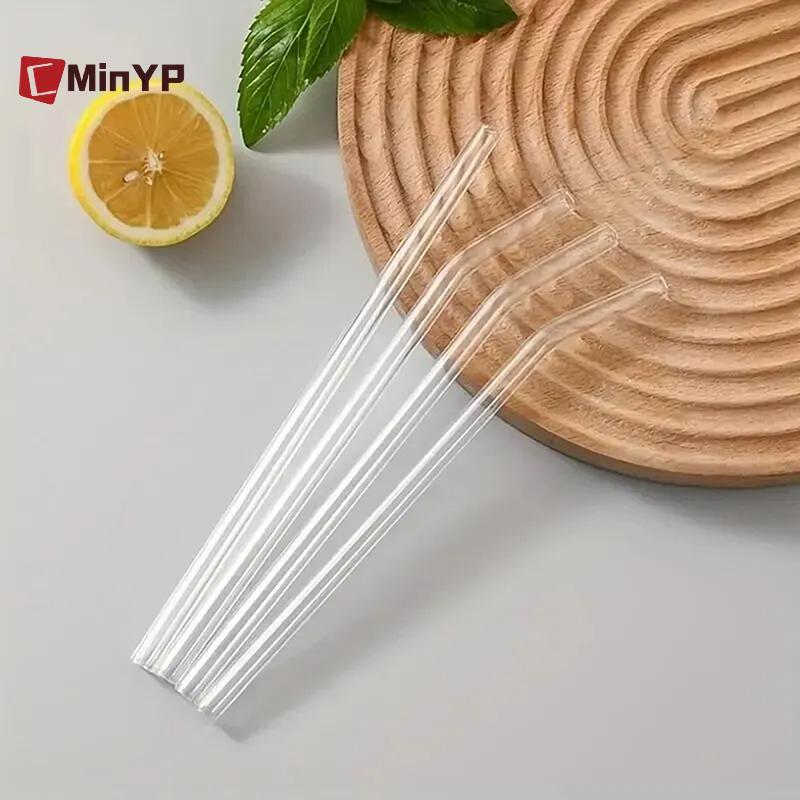 CMinYP Bộ ống hút thủy tinh có thể tái sử dụng Chất làm mịn Borosilicate cao Đuôi ống hút uống nước thân thiện với môi trường có bàn chải làm sạch vinh quang