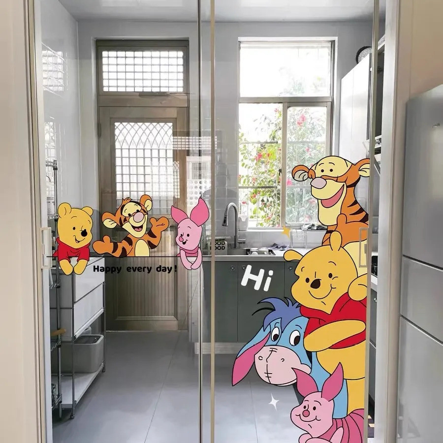 Hoạt Hình Dễ Thương Trầy Xước Phòng Tắm Vệ Sinh Winnie the Pooh Chống Va Chạm Sáng Tạo Trang Trí Dán Cửa Nhà Bếp Tủ Lạnh