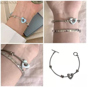KIKIN Hợp Kim Thời Trang Trái Tim Đính Hạt Vòng Tay Kích Thước Linh Hoạt Thiết Kế Nhẹ Hoàn Hảo Cho Các Bữa Tiệc Kỷ Niệm