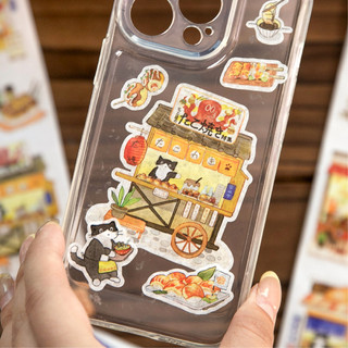 ENWEI 60mm * 2m 1 Cuộn [Dòng cửa hàng mèo] Izakaya BBQ Store Washi Băng cuộn để ghi nhật ký Album ảnh Nhãn dán vòng nền trang trí