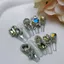 Bạc Hà Shimmer Nguyên Chất Handmade Màu Kim Cương Công Chúa Phong Cách Cao Cấp Mắt Mèo Sang Trọng Đeo Móng Tay Full Kim Cương Nhấp Nháy Kim Cương Phong Cách Tùy Chỉnh