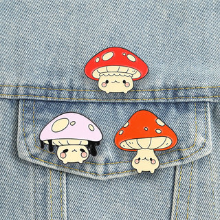 Dễ Thương Kawaii Nấm Men Thổ Cẩm Bộ Hoạt Hình Toadstool Ve Áo Pin Cho Ba Lô Quần Áo Phụ Kiện Quà Tặng Cho Người Yêu Thực Vật Trẻ Em