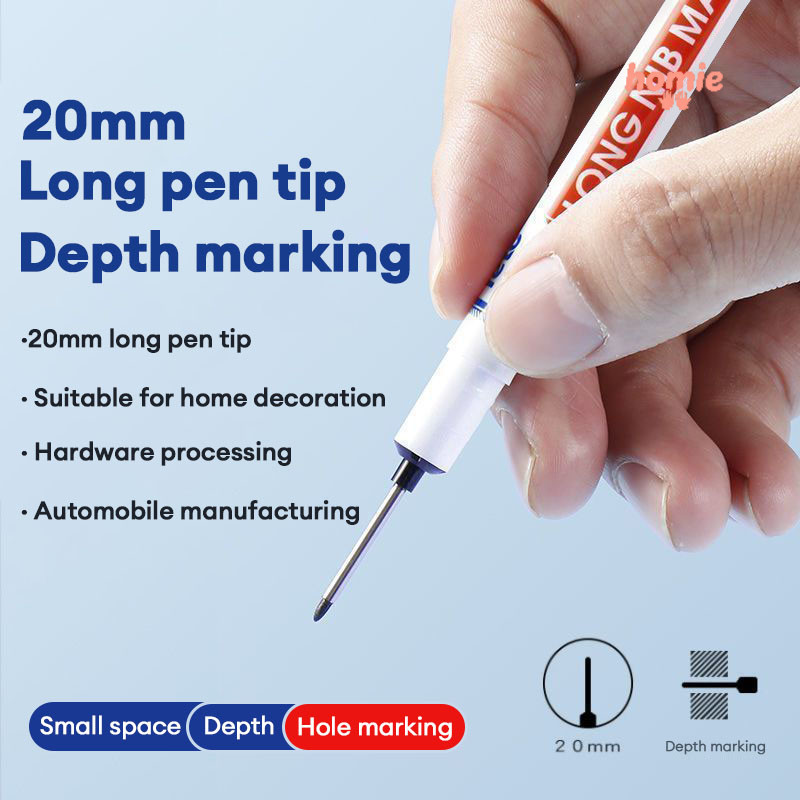 Dụng cụ đánh dấu lỗ sâu đầu dài, chống thấm nước, dùng cho khoan gạch men, gỗ, gốc dầu.