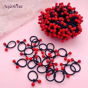 AqToCna 10 Dây Cao Su Đàn Hồi Cao Cho Bé Gái Đậu Đỏ Đuôi Ngựa Giá Đỡ Dây Buộc Tóc Phụ Kiện Tóc Dễ Thương AqToCna