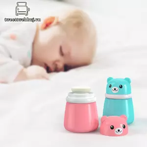 Tweeduj Trẻ Em Hoạt Hình Dễ Thương Gấu Bé Puff Box Talcum Powde Prily Heat Powde Bảo Quản Hộp Rỗng Hộp Đựng Di Động Du Lịch Hàng Ngày VN