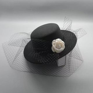 Pháp Flat Top Hepburn Phong Cách Top Mũ Nữ Retro Vương Quốc Anh Dạ Hội Đầm Studio Ảnh Du Lịch Chụp Ảnh Thanh Lịch Gạc Mũ 26.3.22