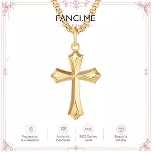 FANCIME Edgy Gothic Cross Sterling Vòng cổ bạc nam