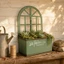 Arched Window Planter Đau khổ Hoàn thiện Vintage Iron Planter Giá đỡ cây trồng uncoveredTop Flower Trough Đế ổn định