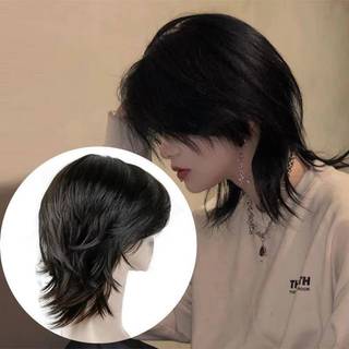 HWETR Mullet Đầu Tóc Giả Cosplay Dành Cho Nam Nữ Anime Tổng Hợp Ngắn Thẳng Đuôi Sói Giả Nhiệt Độ Cao Đảng Tóc Giả Với Bangs Fringe