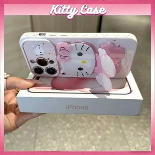 Giá đỡ gương 3D hình mèo KT dễ thương, tương thích với ốp lưng iPhone 11 13 14 12 17 Pro Max 15 16 Plus có cửa sổ lớn