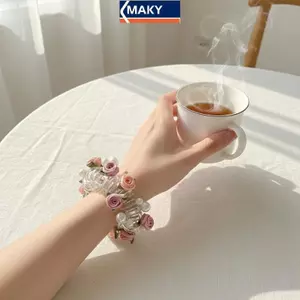 Vòng tóc nữ có độ đàn hồi cao MAKY với thiết kế ngọc trai và cấu trúc dây điện thoại VN
