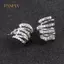 PNPIA- 1 Đôi Bông Tai Cong zircon Đồng Kẻ Sọc Màu Bạc Móng Vuốt Bông Tai Tinh Tế Nữ Cong Cao Cấp Bông Tai Trang Sức Thời Trang Cho Nữ Bé Gái