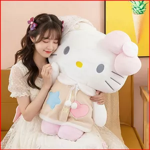 BH2 Sanrio Hello Kitty Plushie Dopamine Good Night Cat Sang Trọng Đồng Hành Búp Bê Gối Mềm HB2