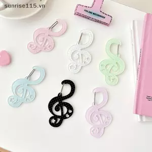 SRVN Mới Chấm Bi Âm Nhạc Hình Ghi Chú Carabiner Leo Núi Bule Acrylic Màu Kẹo Bule Móc Khóa Đa Năng Móc Khóa.