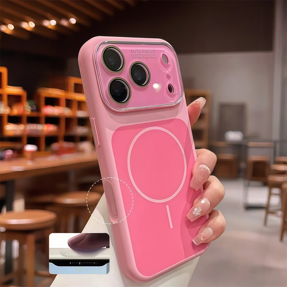 Ốp điện thoại từ tính thạch màu cho iPhone 17 Pro Max 15 16 pro max Bảo vệ ống kính chống rơi Vỏ cứng bảo vệ điện thoại