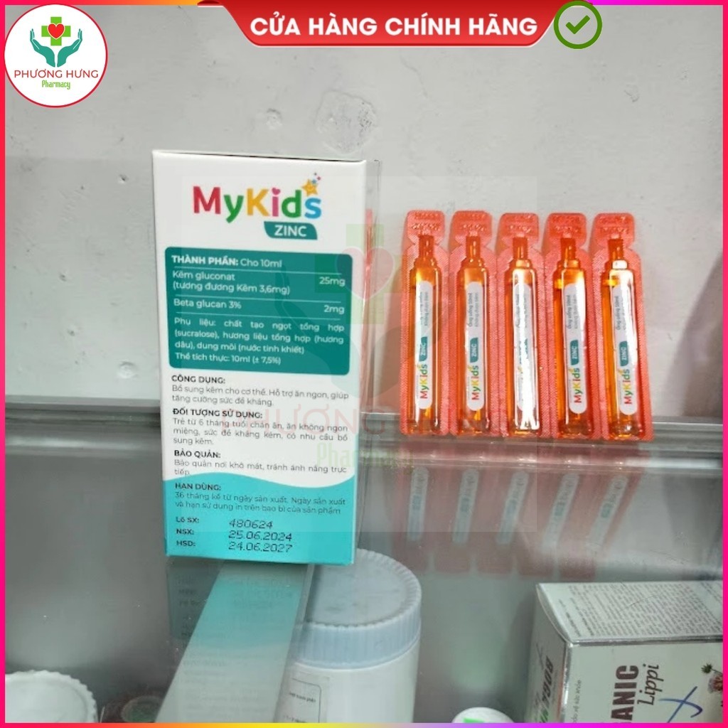 Mykids ZinC của Ích Nhân Giúp Bổ sung Kẽm, hỗ trợ tăng cường sức khỏe, tăng sức đề kháng-Hộp 20 ống