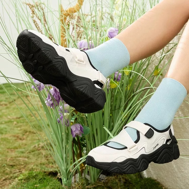 361° Dép Nữ Đế Xuồng Cao Cấp Tăng Chiều Cao 5Cm Dáng Đẹp Khóa Dán Tiện Lợi Phong Cách Hàn Quốc