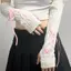 PANPIA - 1 Đôi Găng Tay Dệt Kim Nữ Y2K, Tay Ấm Nửa Ngón Nơ Xinh, Màu Trơn, Mềm Mại