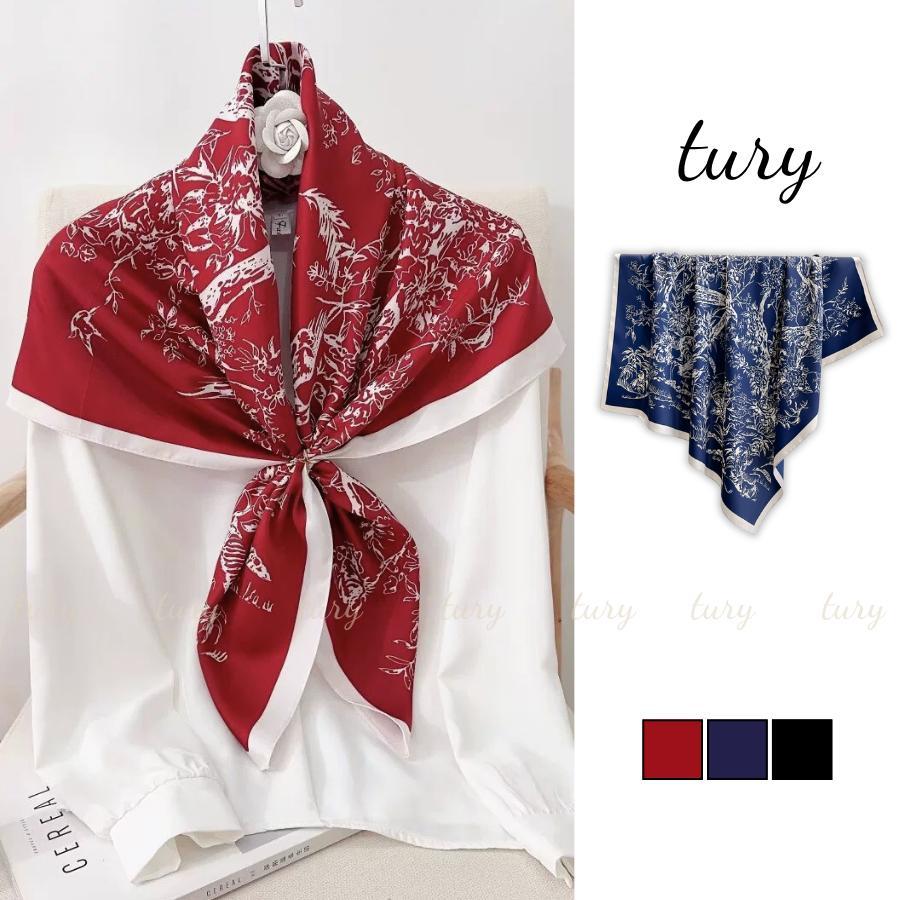 Khăn Lụa Chiffon Unisex Nam Nữ 90 - Tury - Khăn Lụa Họa Tiết Rừng Cây Phong Cách Cổ Điển - K9113