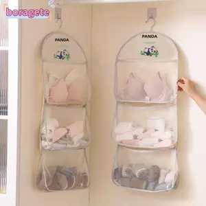 Túi lưới lưu trữ BORAGETE, Túi đựng tất treo tủ quần áo dung tích lớn, Tiết kiệm không gian Túi sắp xếp lưới gấu trúc nhiều lớp đa chức năng