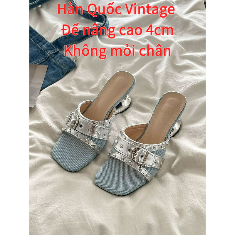 Hàn Quốc Retro Đế nâng cao 5.5cm Giày sandal nữ/2026 Phong Cách Mới  Thon gọn chân Giày đế xuồng