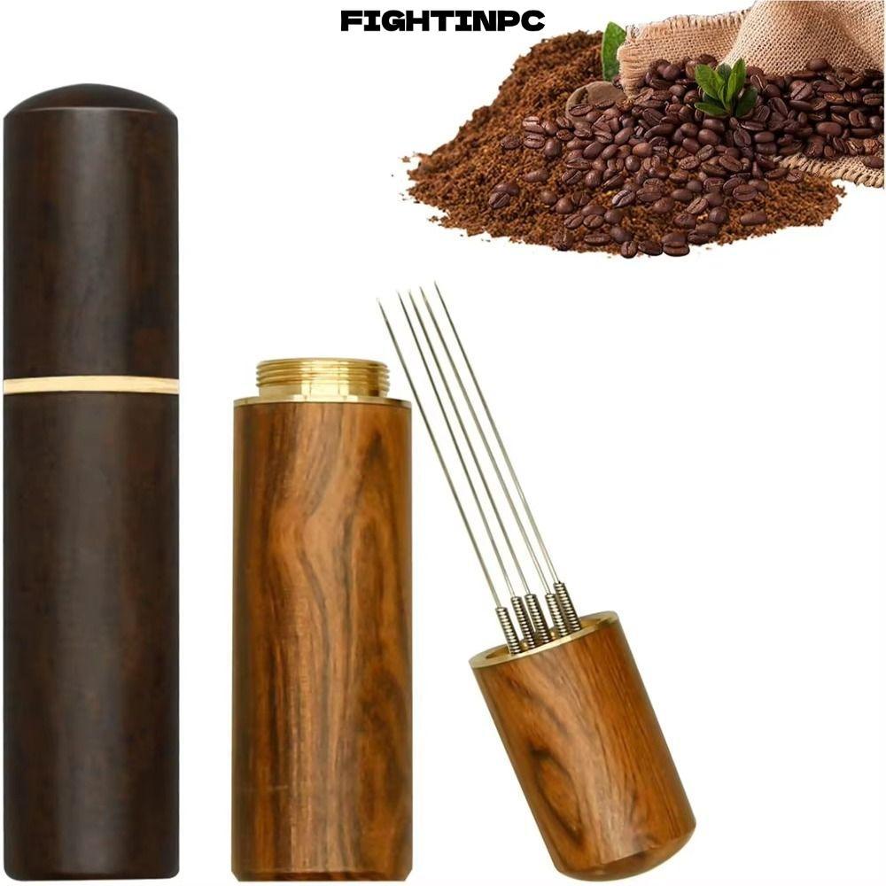 FIGHTINPC Cà Phê Bột Tam Giác, Tay Cầm Bằng Gỗ Mini Máy Khuấy Cà Phê Espresso, Dụng Cụ Bột Vải Inox Chuyên Nghiệp Kim WDT