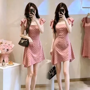 Mùa hè Phong cách mới kiểu Pháp Retro hẹp dáng ôm hơn Nhìn chấm bi Đầm sang trọng Thời trang cao cấp Niche Hip @ -