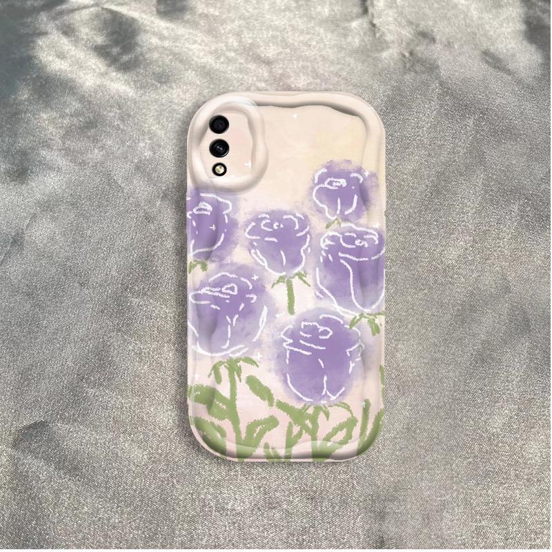 Thích Hợp Cho Samsung A02 M02 A10 A10S M10 Điện Thoại Thông Minh 3D TPU Mềm Hoa Tím Hoa Hồng Tulip Ins Phong Cách Chống Sốc Ốp Điện Thoại