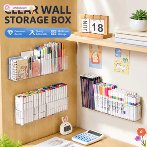 Hộp đựng bút đánh dấu BEABOUT, Hộp đựng bút Acrylic dung tích lớn, Hộp đựng đồ treo tường 3 ngăn dính đa chức năng Hộp đựng đồ gia dụng