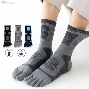 YOLOGO 1 đôi Tất 5 ngón tay, Tất ngắn thể thao kháng khuẩn thoải mái, Lưới nén thấm mồ hôi Ống dày Tất nam
