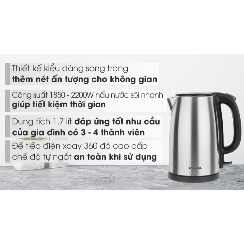 Bình Đun Siêu Tốc Toshiba KT-17SH2NV 1.7L - Hàng Chính Hãng
