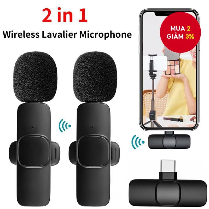 K9 2in1 Ve Áo Micro Không Dây Khử Tiếng Ồn Mini Mic Cho IOS TypeC Cho Live Stream Vlogg