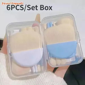 FAVORITEGOODS 6 Cái / bộ Bộ Bàn Chải Trang Điểm Mini, Bàn Chải Trộn Nhiều Đầu Bàn Chải Bàn Chải Trang Điểm, Có Hộp Bảo Quản Lông Mềm Bộ Bàn Chải Mỹ Phẩm Ứng Dụng Trang Điểm