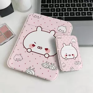 Gương gấp makeup nền hồng họa tiết thỏ chibi xinh xắn gương bỏ túi nữ sinh